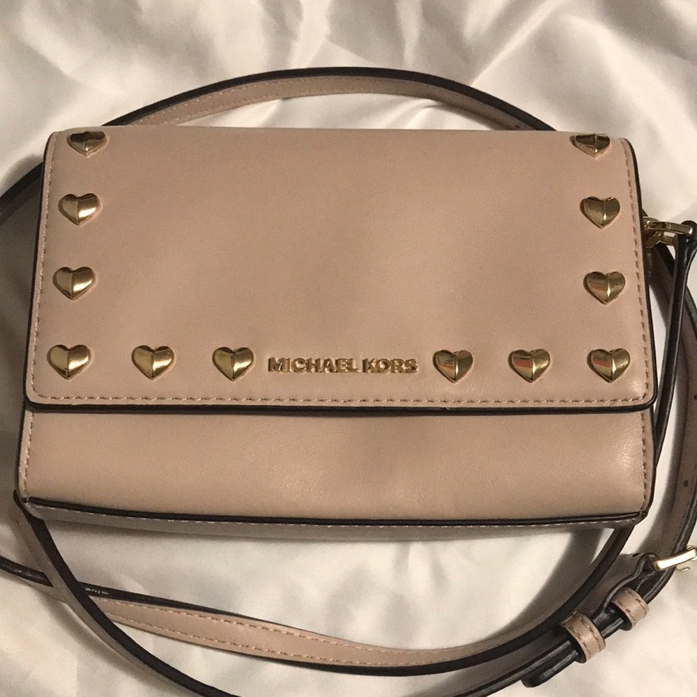 Michael Kors soft pink leather clutch crossover bag